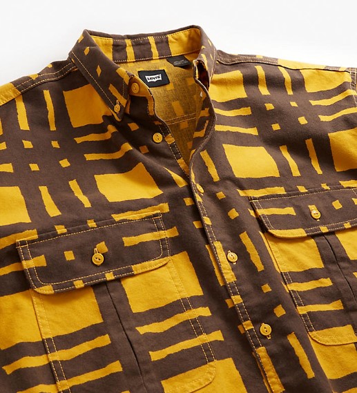 Levi's Skateboarding Skate LS Woven Torn Plaid Black Yellow