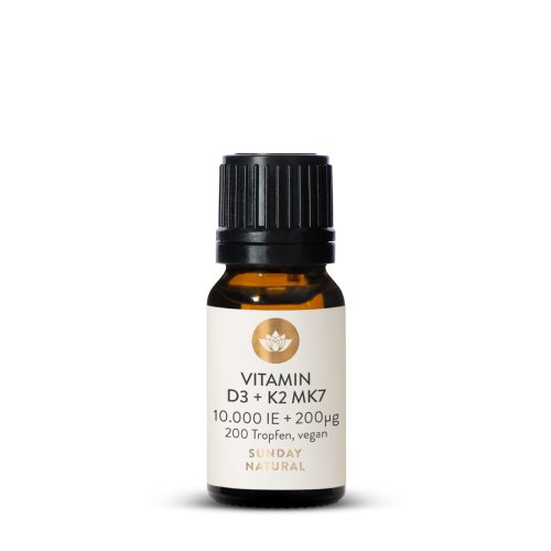 Sunday Natural Products  Vitamin D3 + K2 MK7all-trans10.000IE + 200 µgHOCHDOSIERT & VEGAN
