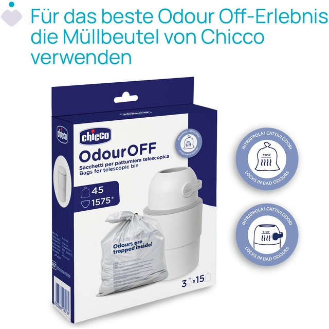 Chicco Windeleimer »Odour Off« inkl. 1 Pack Müllbeutel Odouzr off; teilweise aus recyceltem Material
