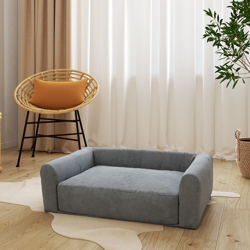 Panier pour chien leonard en tissu velours côtelé gris taille m