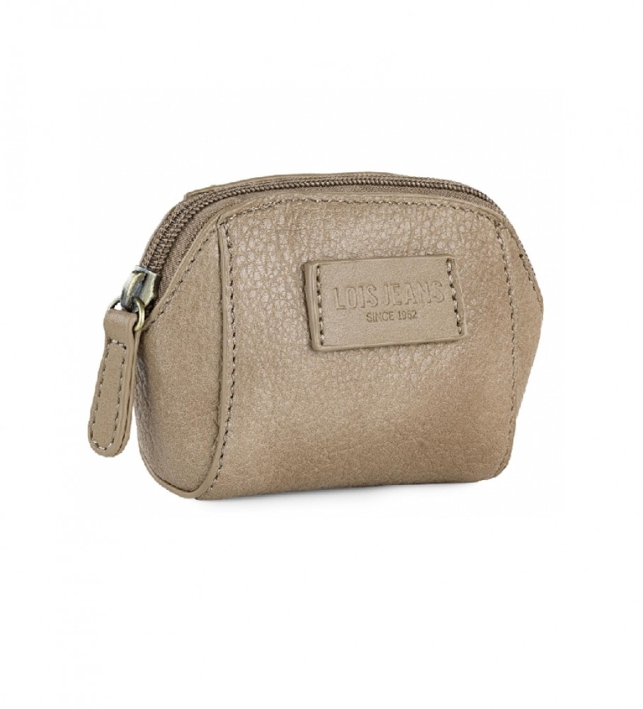 Lois Monedero de pele Calgary Bege -13x8x4,5cm-