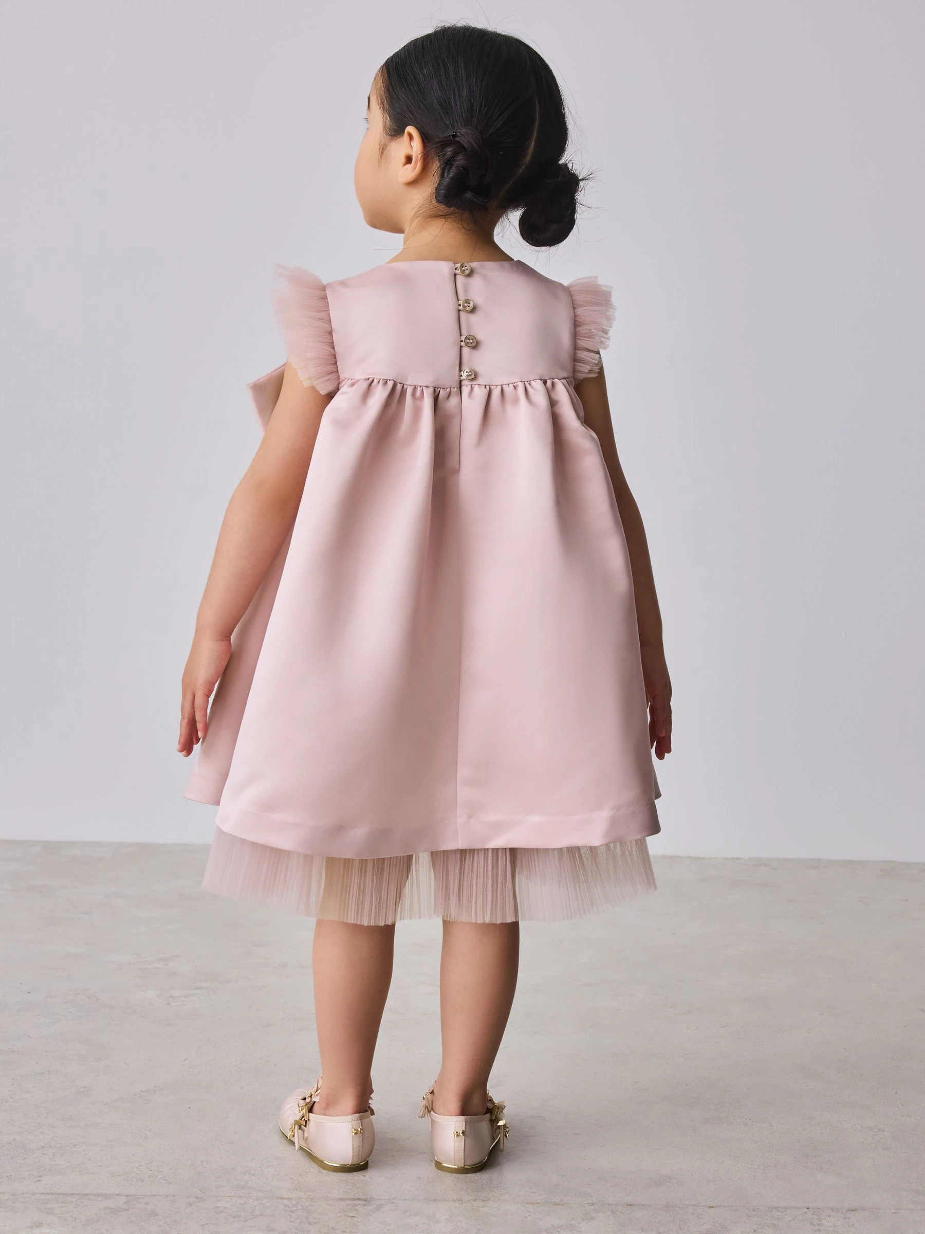 Baker by Ted Baker Pink Satin Bow Tulle A-Line Occasion Dress