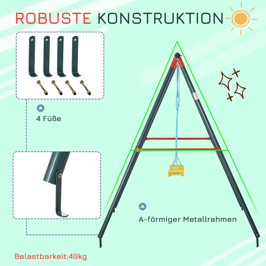 Outsunny Kinderschaukel höhenverstellbar bunt