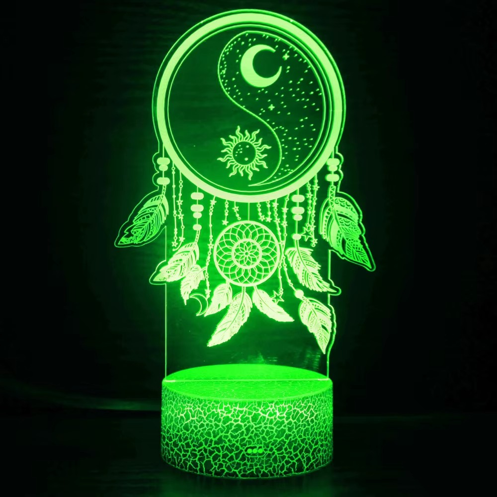 3D LED Acryl Lampe Nachtlicht Deko Lampe inkl. Fernbedienung (USB/Batteriebetrieben) - Traumfänger