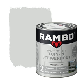 Rambo Pantserbeits Vintage tuin- en steigerhout zijdeglans dekkend steen grijs 750 ml