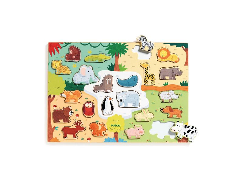 DJECO Puzzlo Animo Holzpuzzle zum Thema Tiere