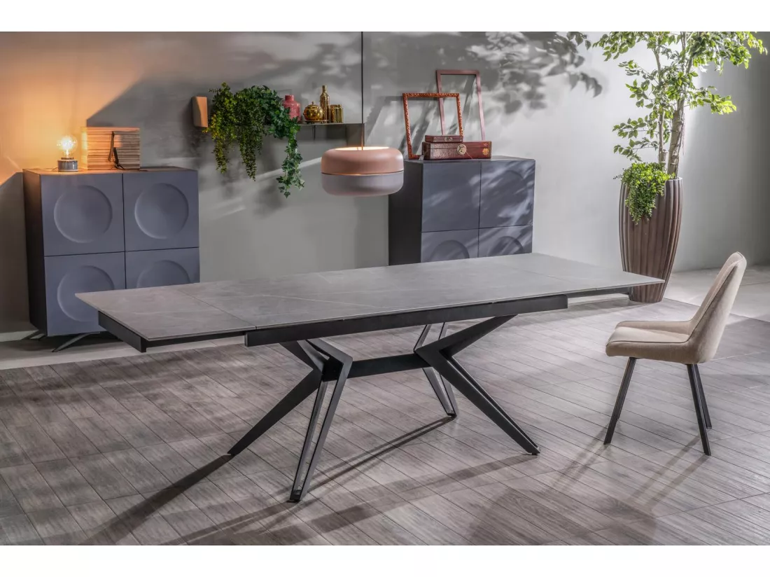 Match 3 Table extensible (160/240 x 90 cm) en Céramique Noire