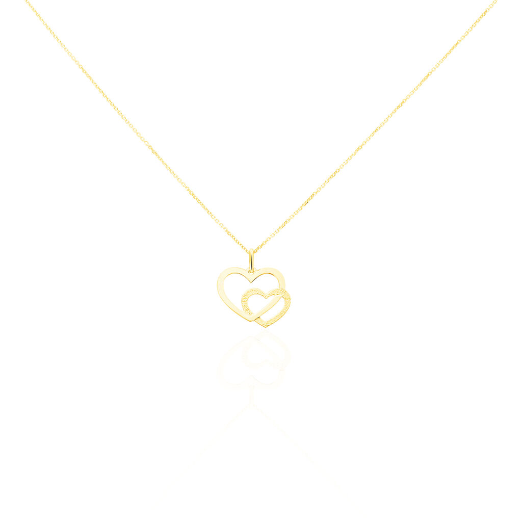Collier Double Cœur Or Jaune