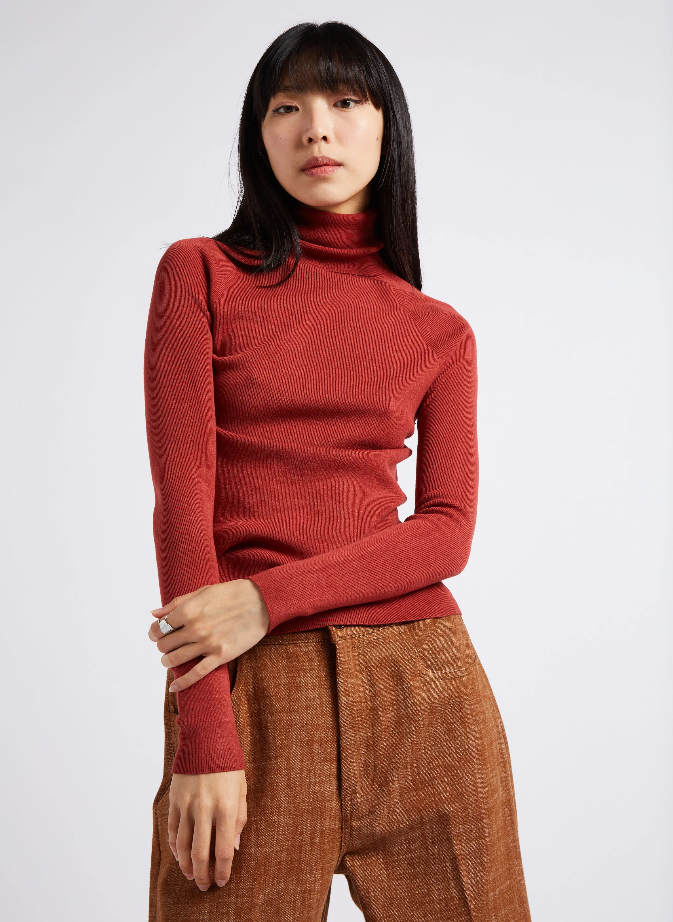 GINKO - Pull moulant à col roulé | Rose
