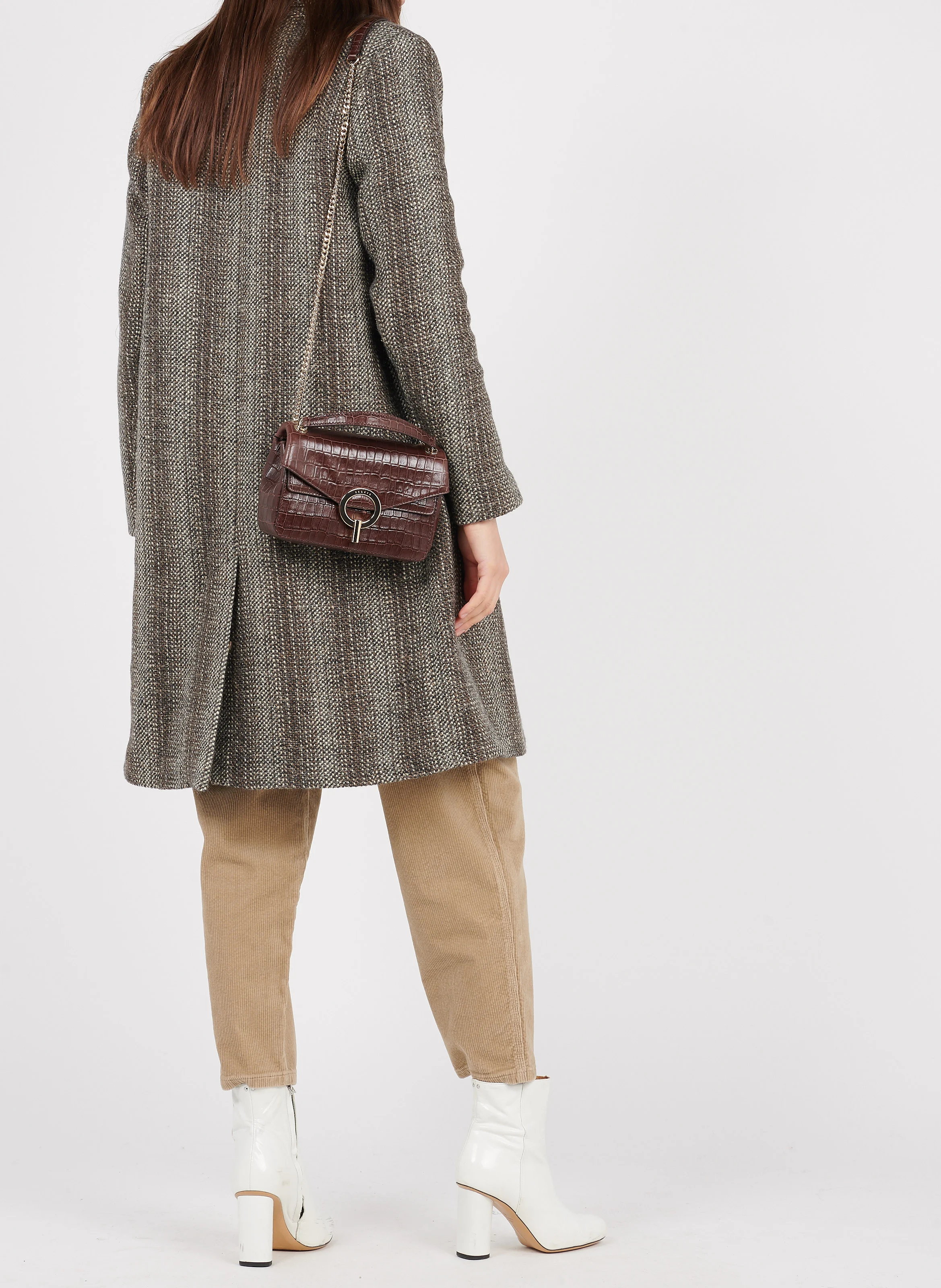 YZA PM - Sac en cuir aspect croco | Marron