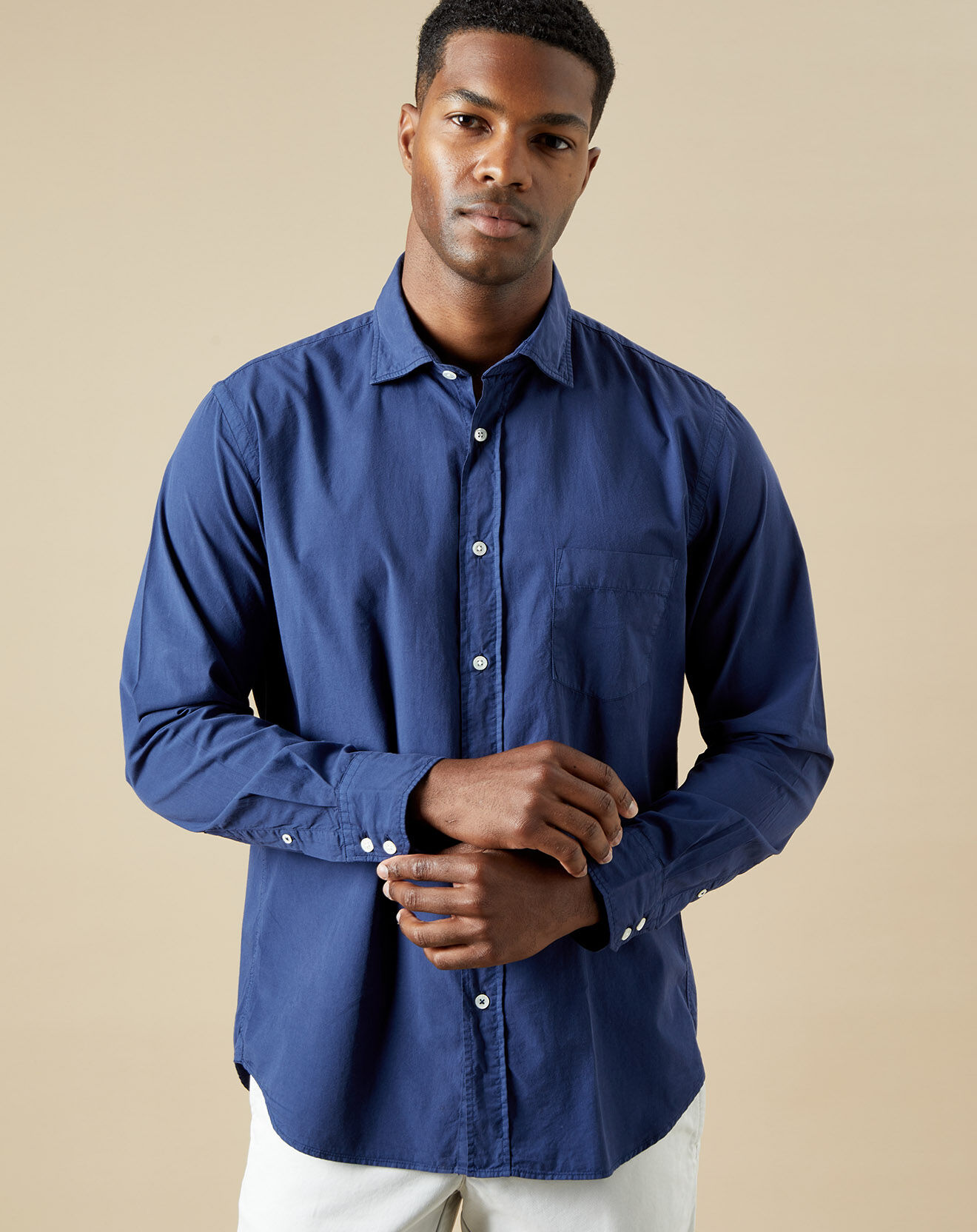 Hartford Chemise regular Paul Pat bleu profond