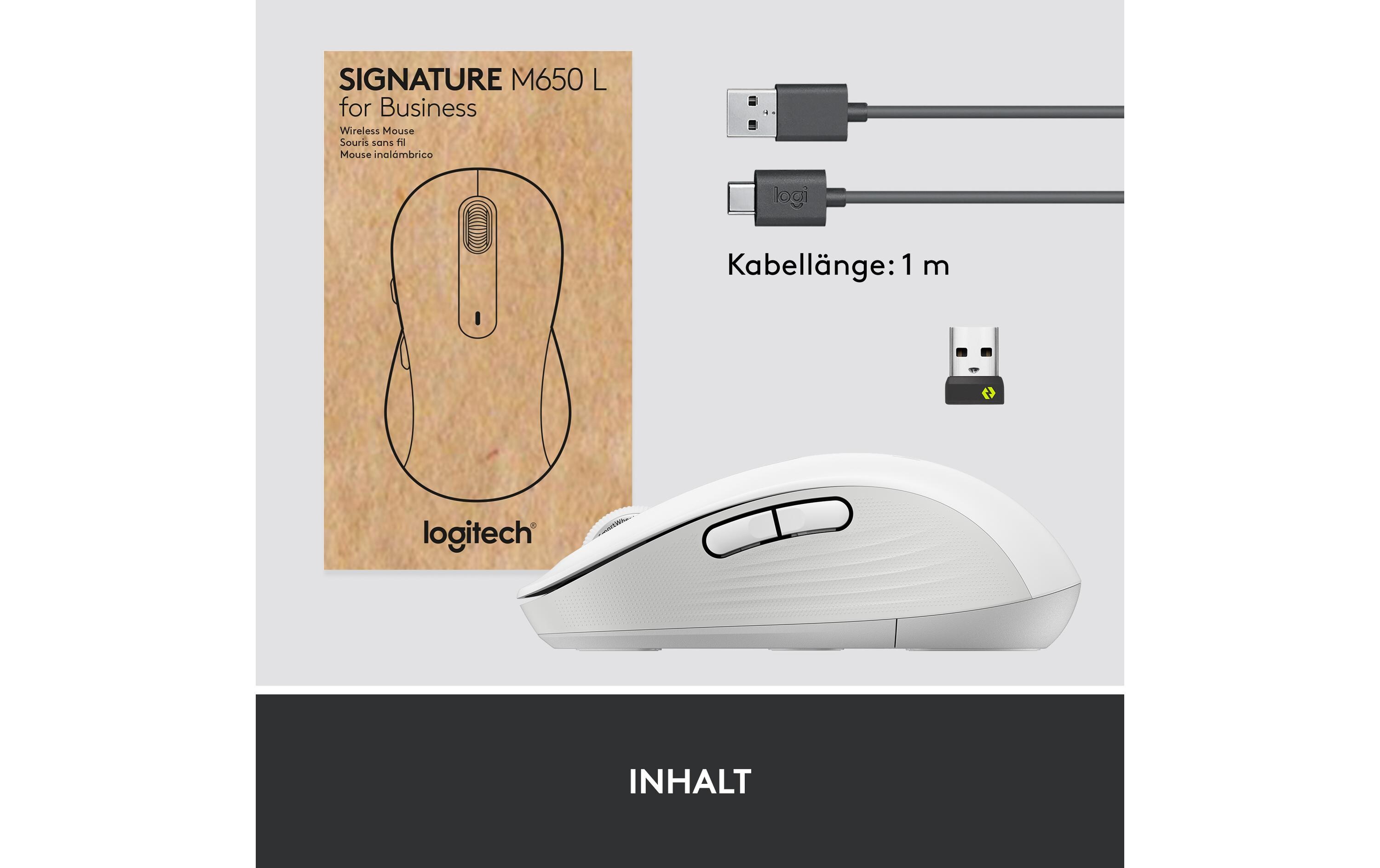 Maus Signature M650 L for Business WeissLogitech Wireless Mouse Signature M650 4000dpi Optisch weiss