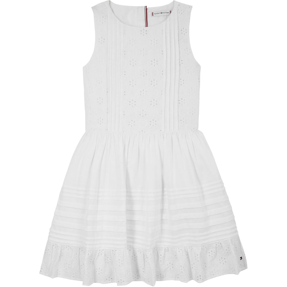 Køb Tommy Hilfiger White Embroidered Bomuld Kjole