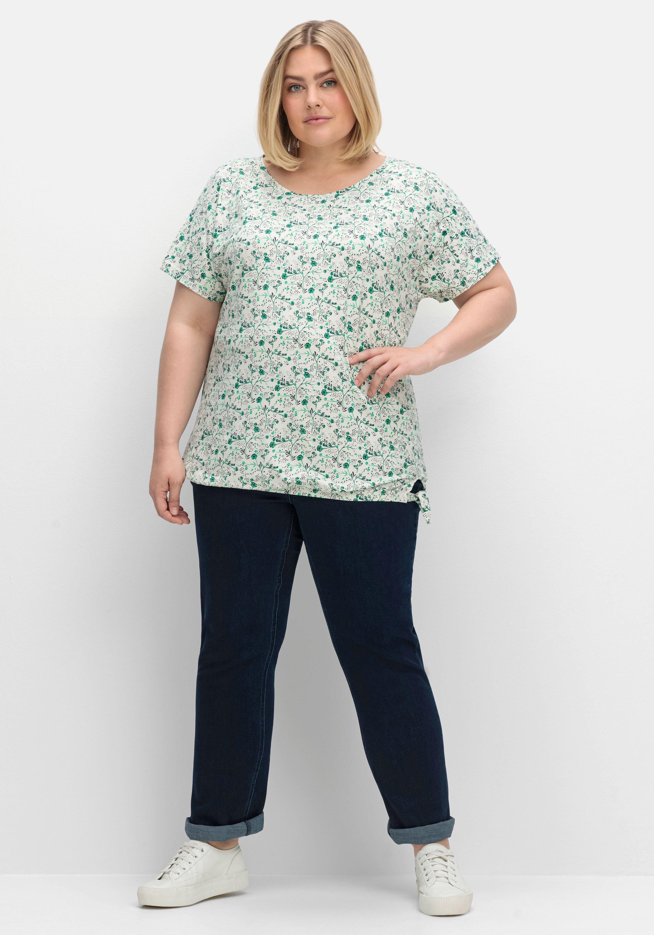 T-Shirt mit Gummizugbund und Knotendetail