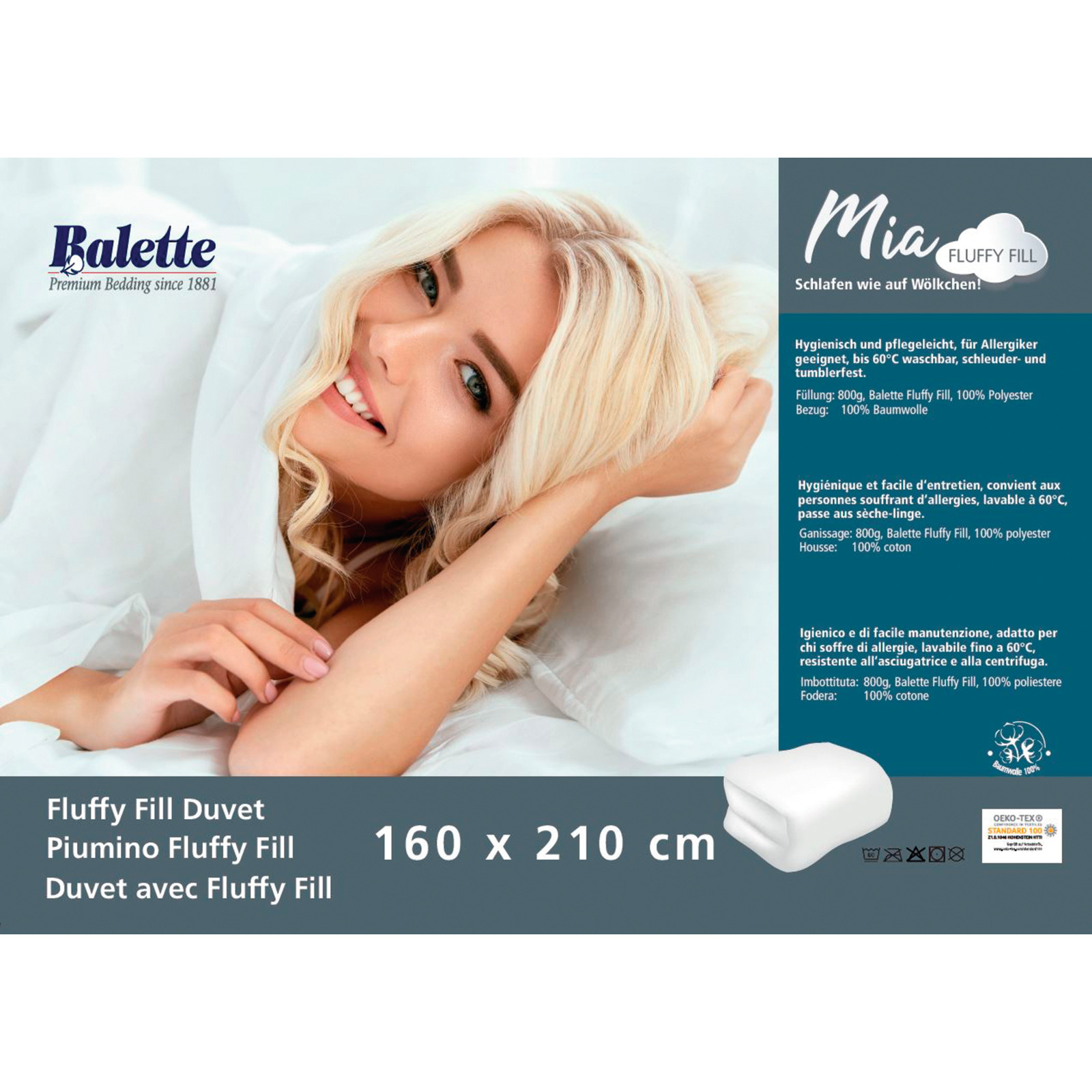Balette Duvet Mia Fluffy Fill 160x210 Duvet Nordisch