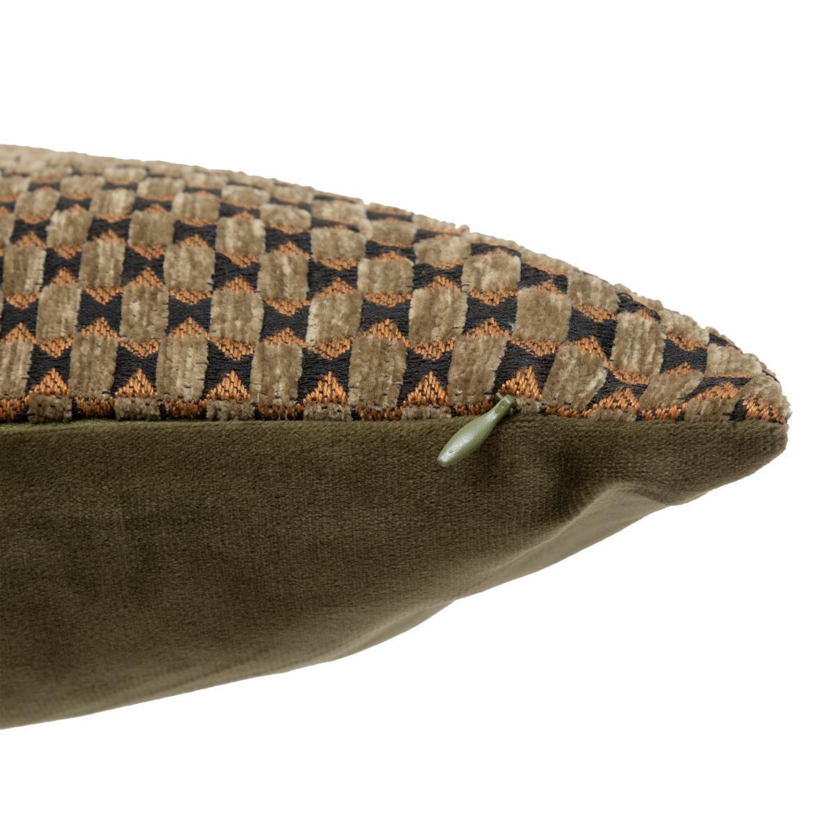 COUSSIN JACQUARD ZAIKA CHENILLE KAKI 30X50CM
