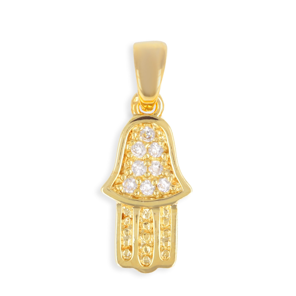 Pendentif plaqué or main de Fatima avec cubic zirconia