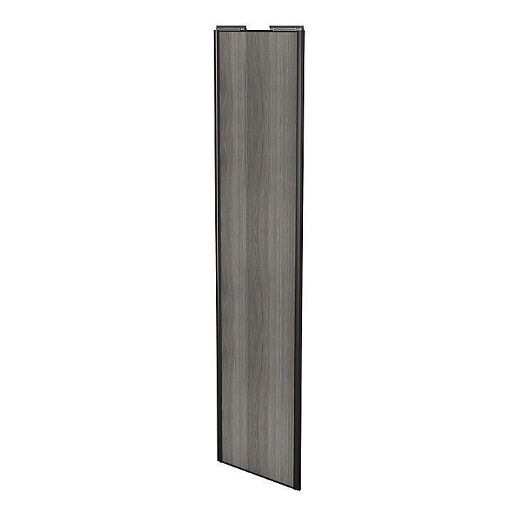 Porte de placard coulissante effet chêne grisé profil noir GoodHome Arius H. 248,5 x L. 62.2 cm + amortisseurs