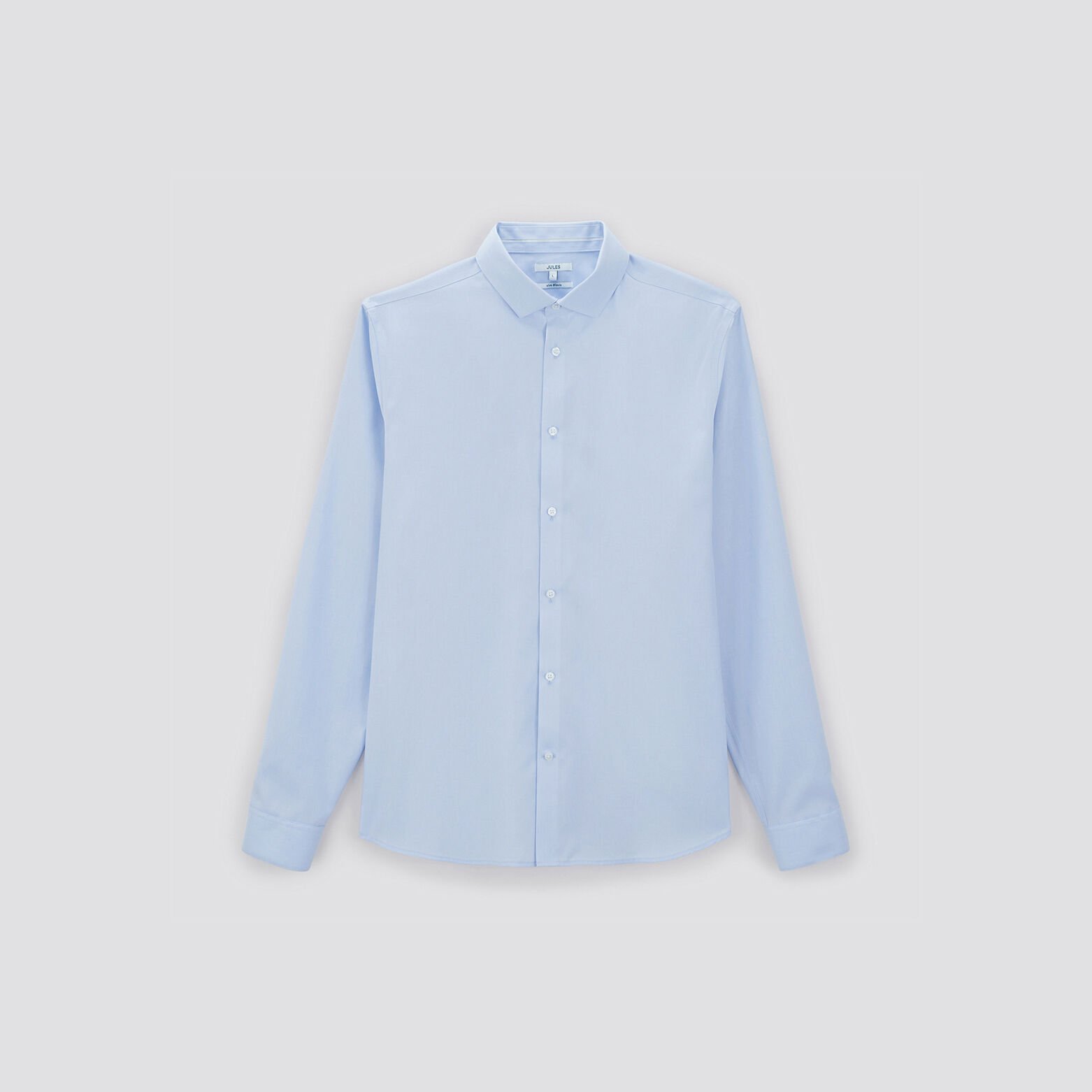 Chemise slim sans repassage unie coton Bleu clair