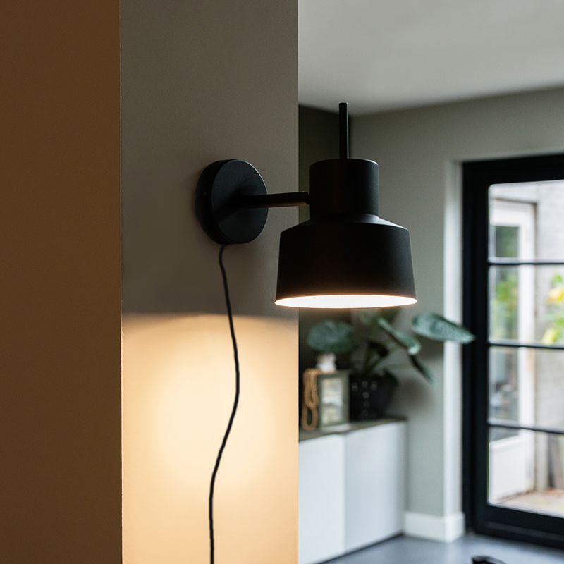 Retro wandlamp zwart draai- en kantelbaar - Chappie