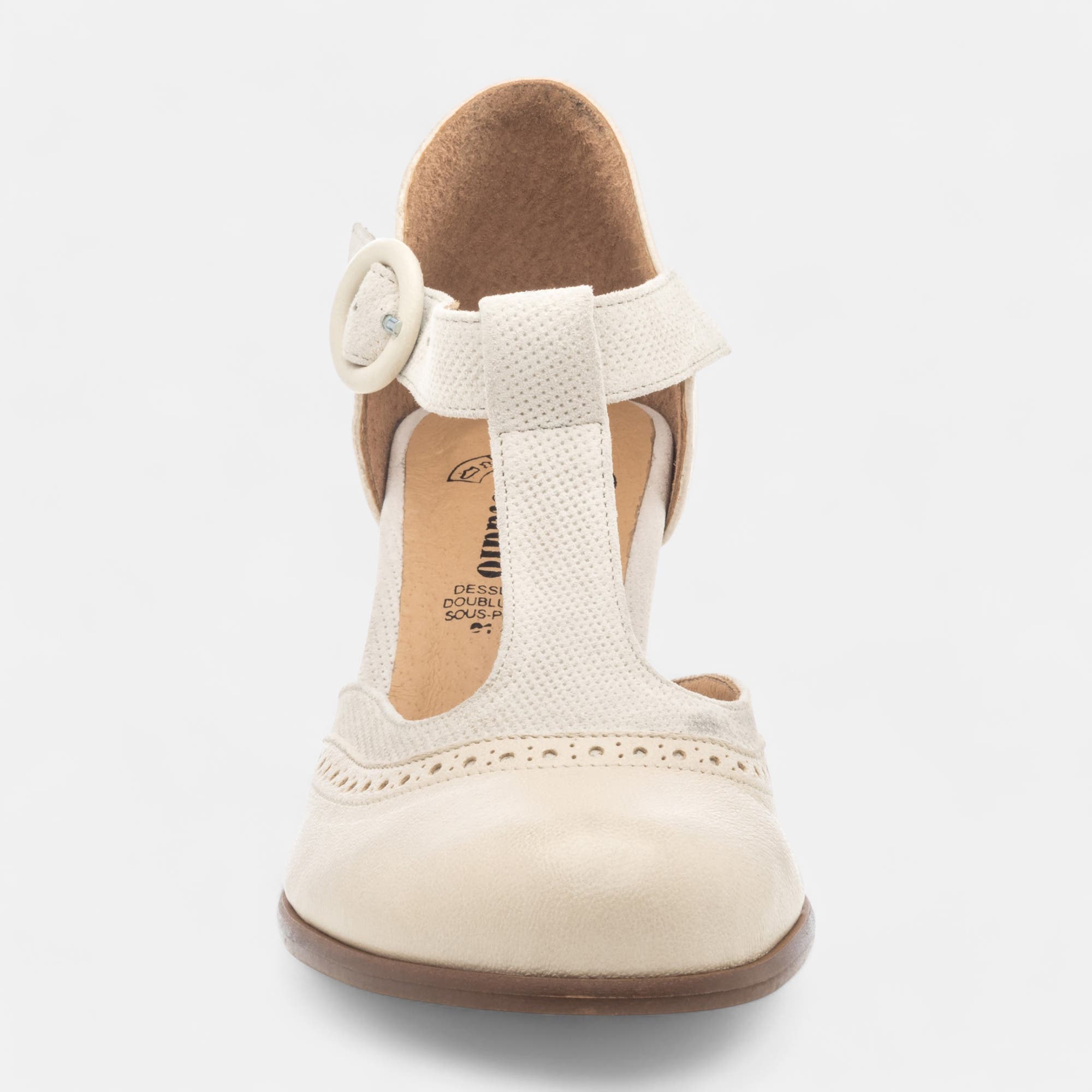 Escarpins quartiers ouverts à talon Femme en cuir beige