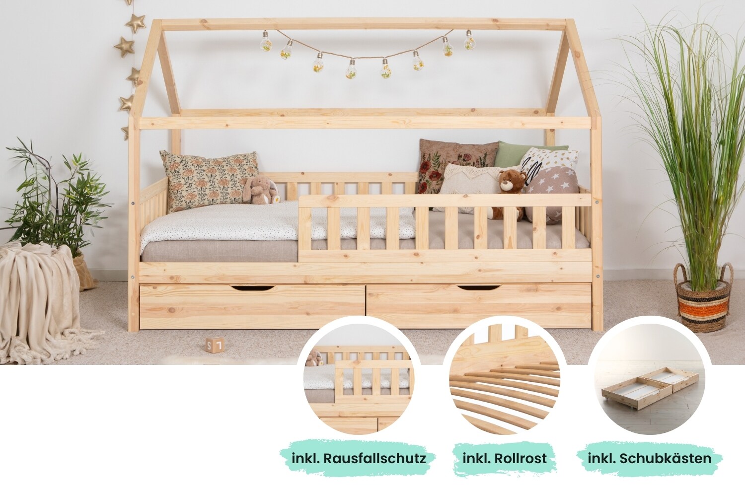 TiCAA Kinderbett Hausbett 