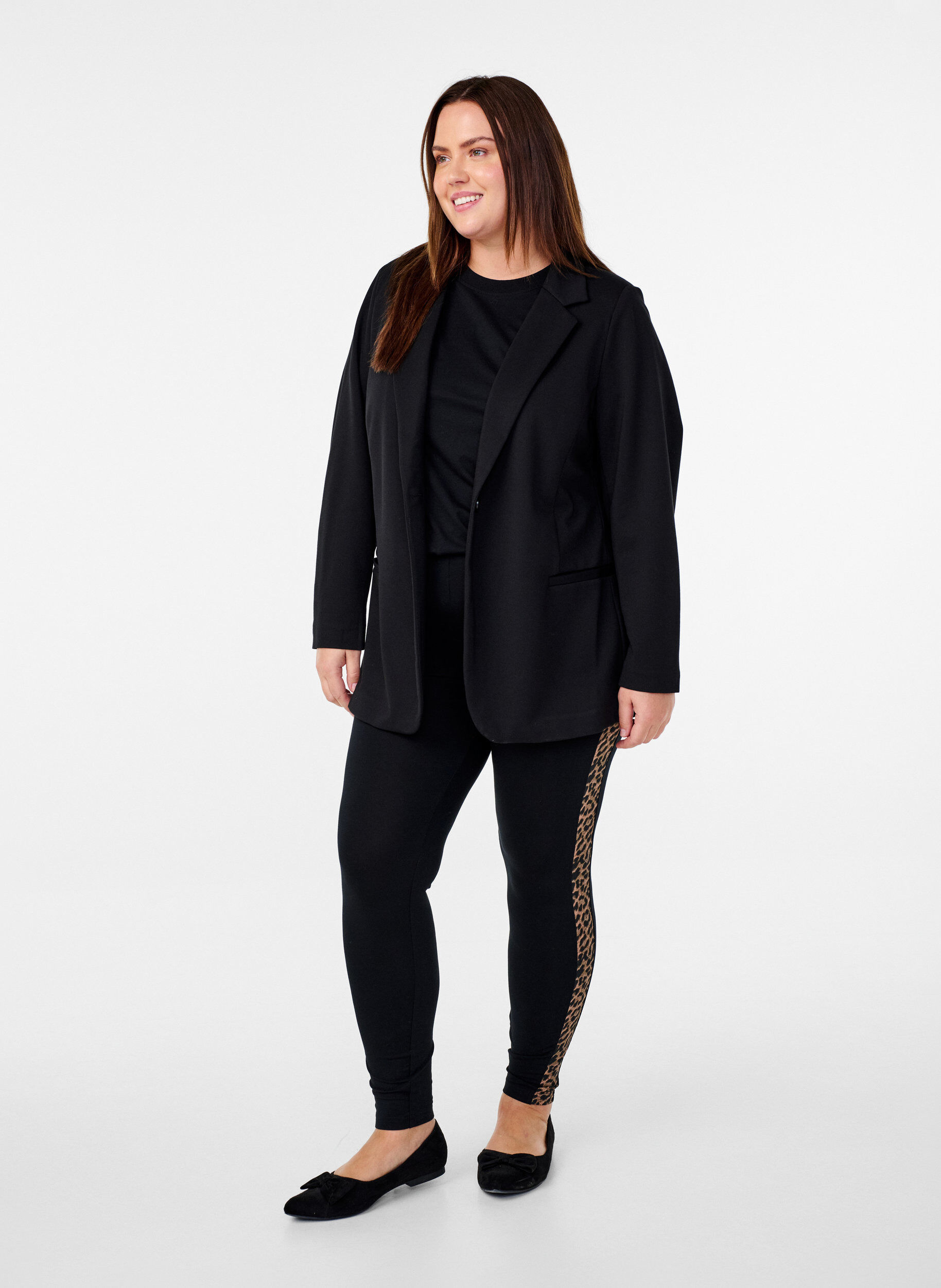 Leggings i viskose med leoprint-stribe