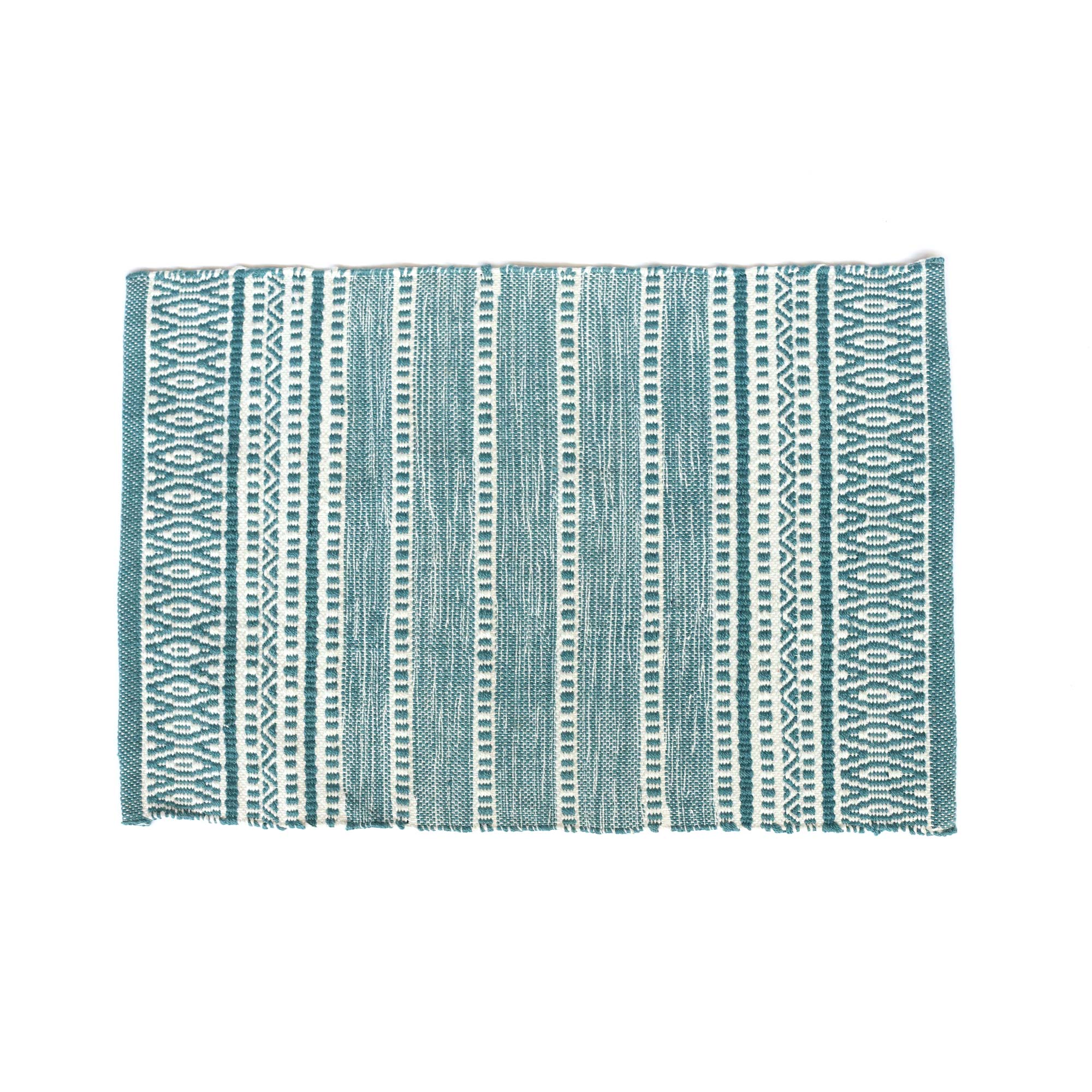Mini-Rug 'Klotho' petrol-weiß, B 90 cm, L 60 cm von fischer's lagerhaus