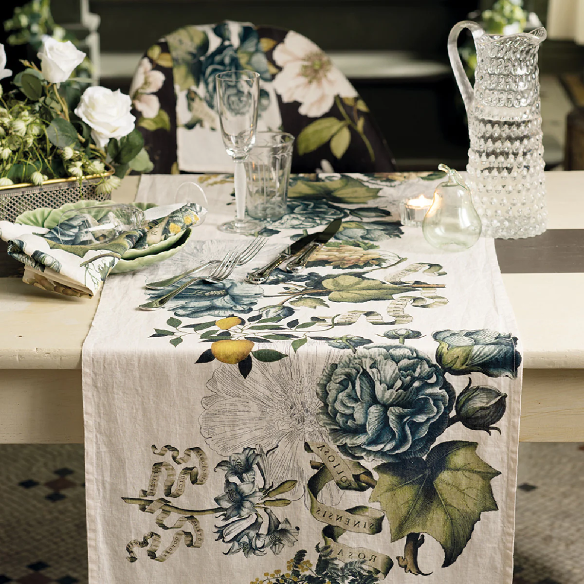Chemin de table pur lin multicolore 50X155 Garnier Thiebaut