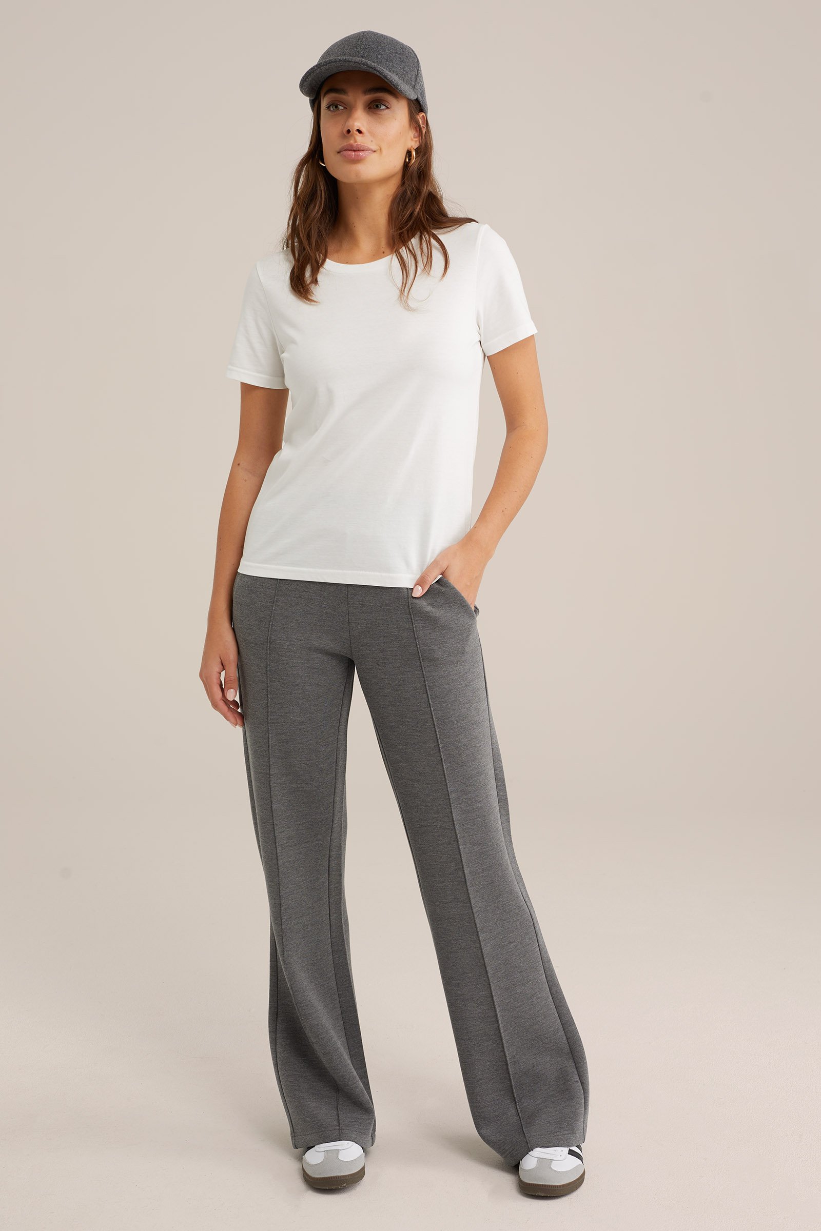 wide leg broek WE Fashion Donkergrijs gemeleerd