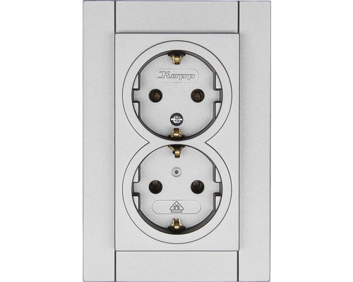 Kopp 929547550 Dubbele contactdoos Athenis 55 staalkleurig