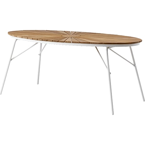 Kerteminde teak havebord 180x90cm, hvidt stel