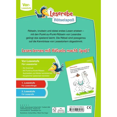 Ravensburger Leserabe: Punkt-zu-Punkt-Rätsel für Lesestarter (Vor-Lesestufe)