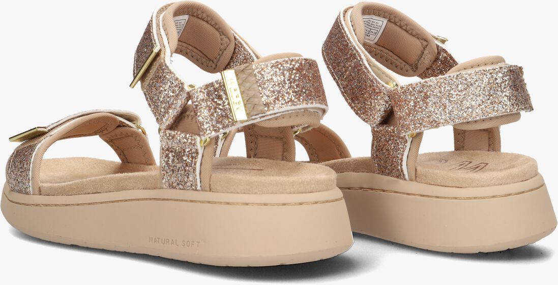 WODEN bruine woden sandalen line glitter