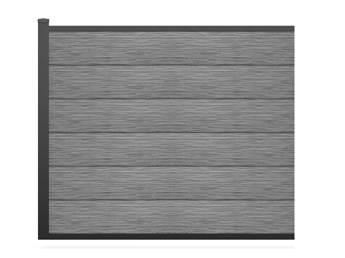 Panneaux de clôture à poser H.156 cm - kit 6 lames composite + 1 poteau gris clair - ENOLA