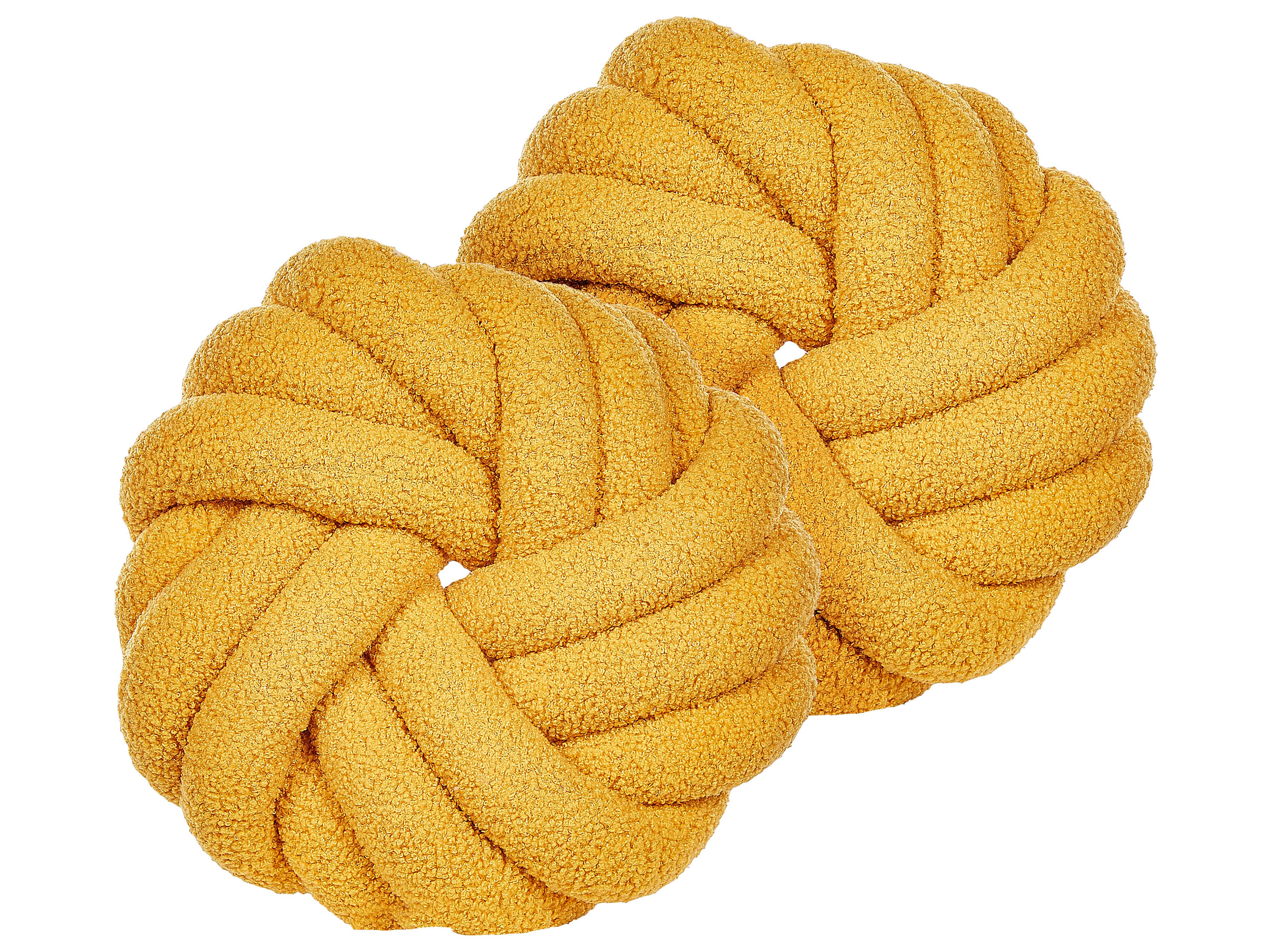Set van 2 sierkussens AKOLA Bouclé 31 x 31 cm Mosterdgeel effen