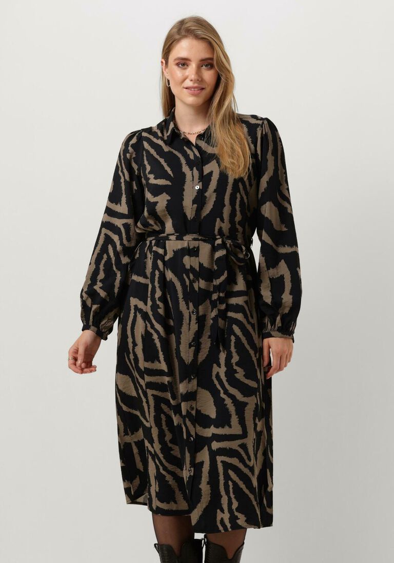 SUMMUM zwarte summum midi jurk dress abstract leaves