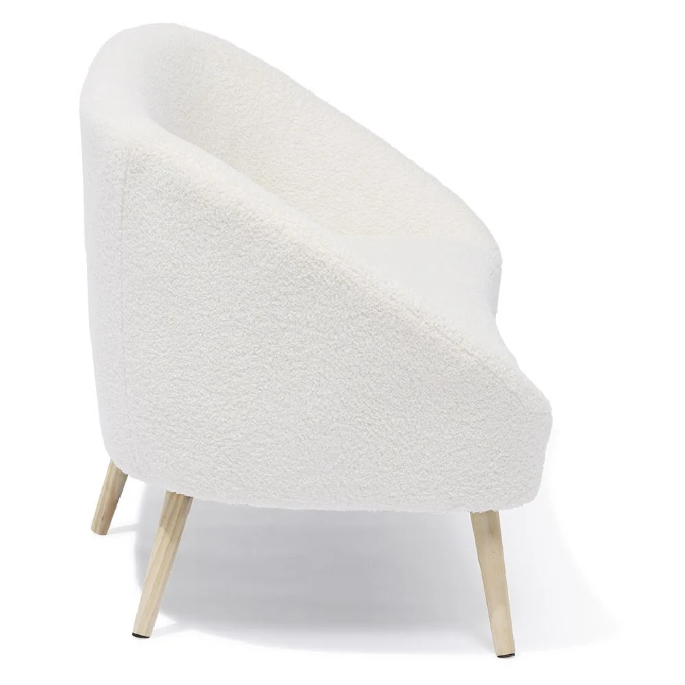 Canapé Joseph curly effet laine bouclée blanc  - L137xP69xH79 d