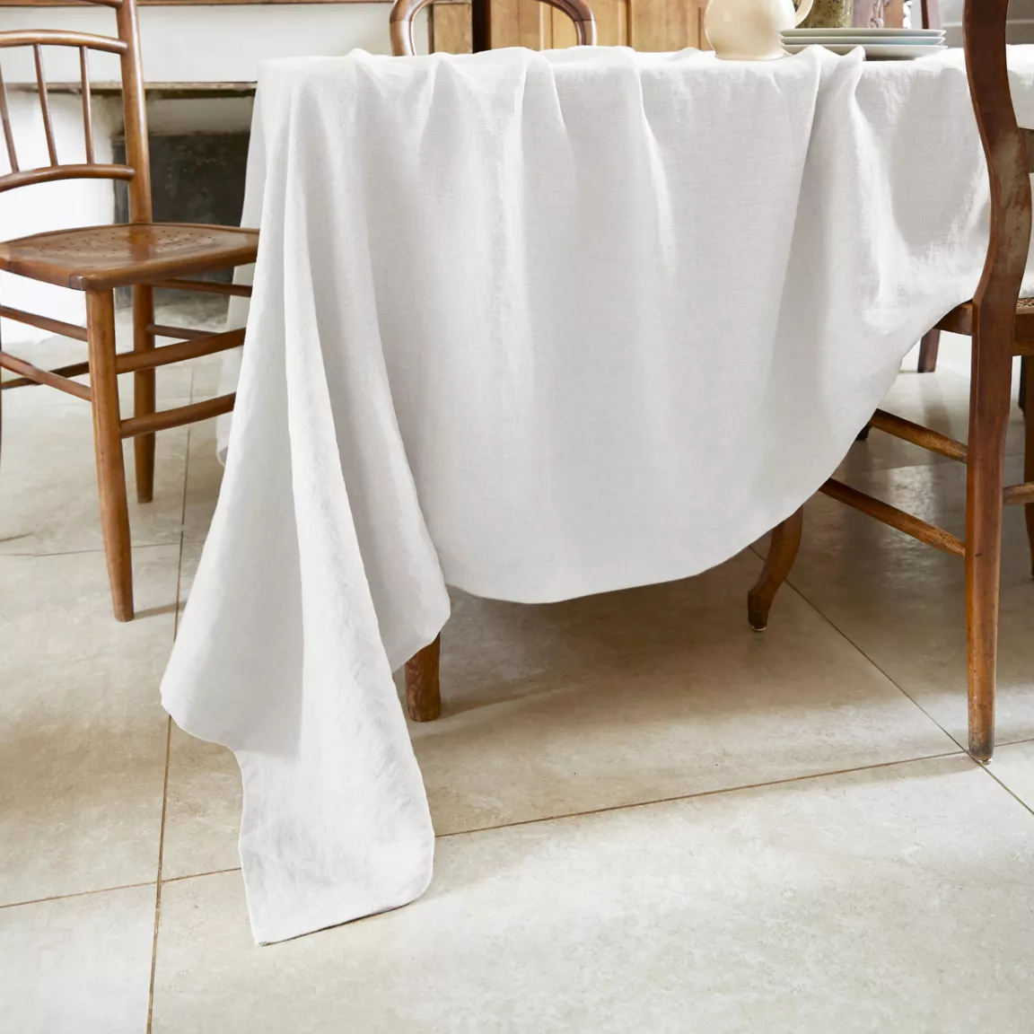Nappe rectangulaire lin lavé (170 x 250 cm) Louise Blanche