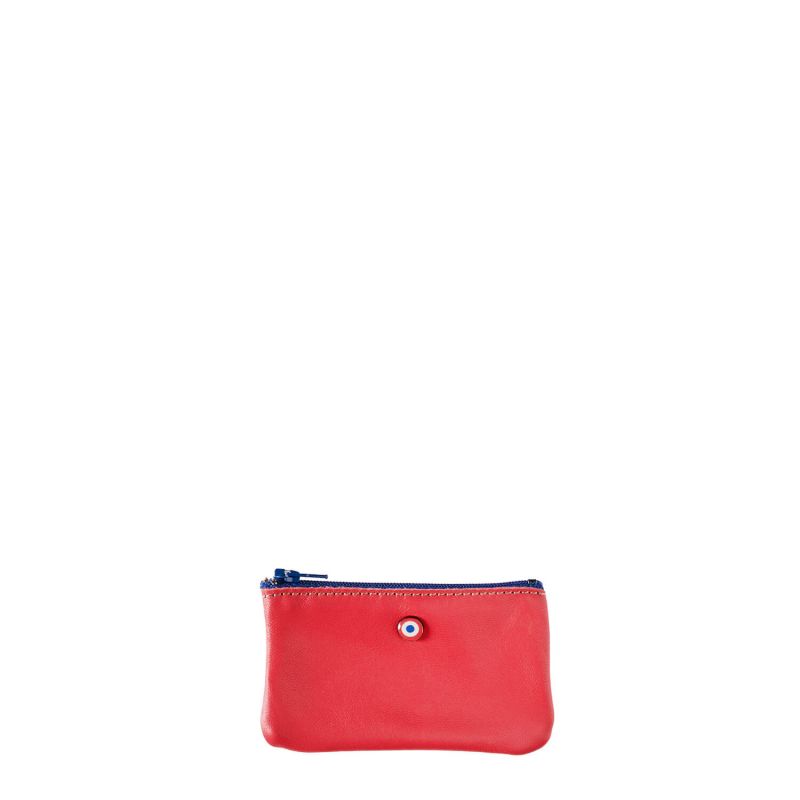 Petit porte-monnaie Emile en cuir UpCyclé Rubis rouge