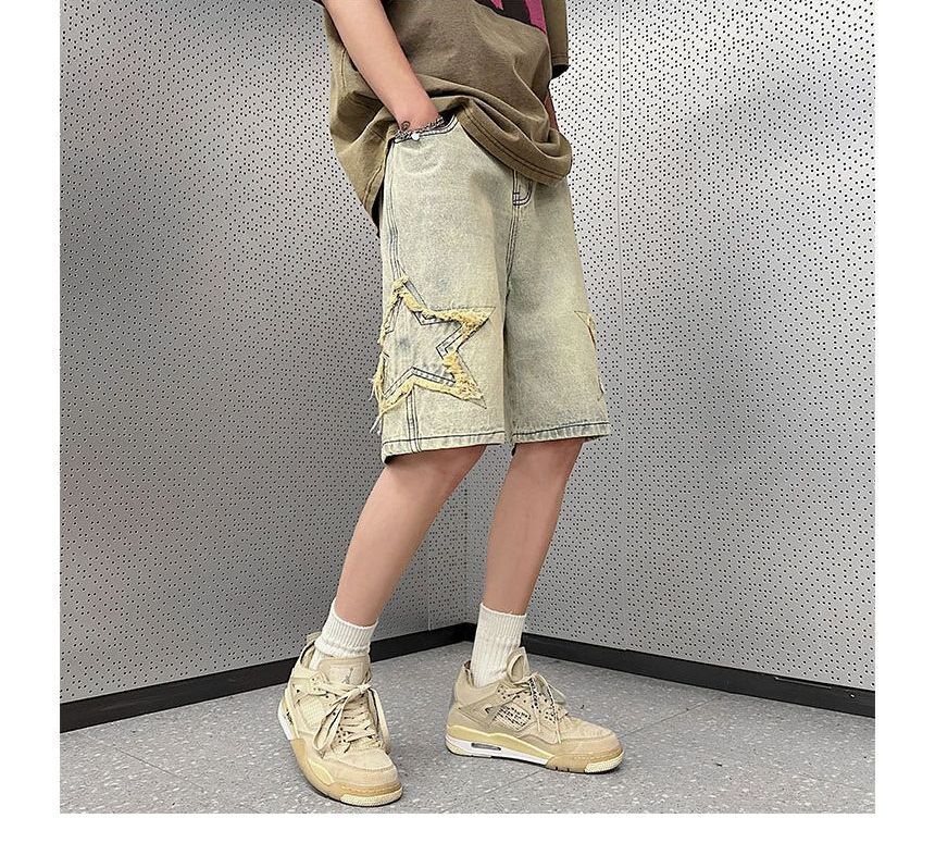 Savenne - Denim Shorts met geborduurde sterren