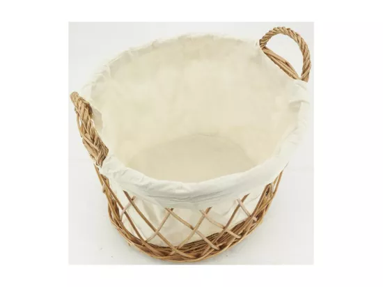 Corbeille à linge en osier buff et coton