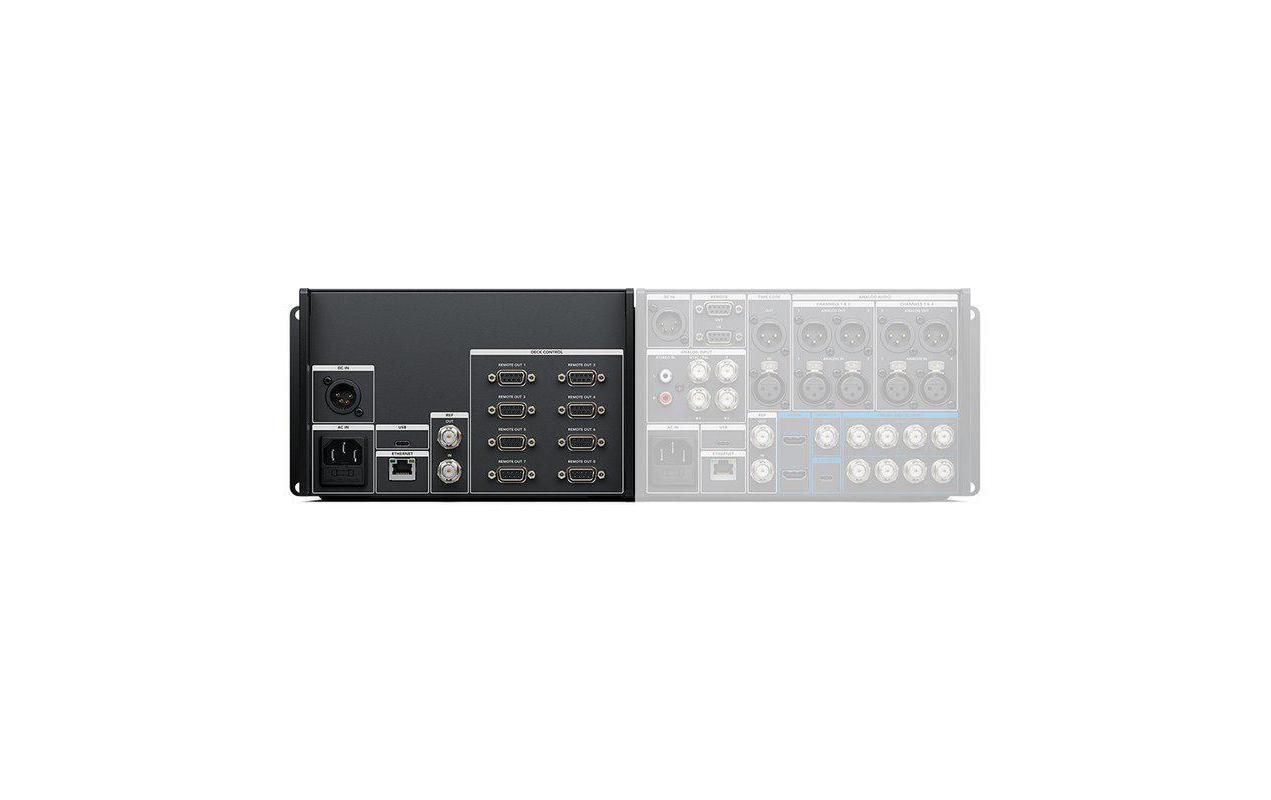 Recorder HyperDeck Extreme Control<br>Traditionelle Deck-Kontrollfunktionen mit einem eingebauten Editor für die Automatisierung des Einspielens älterer videobandbasierter Programme.