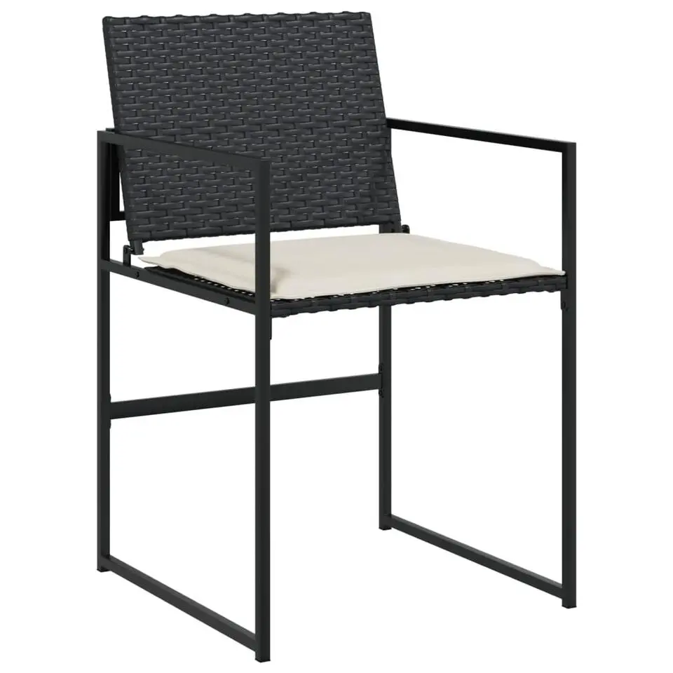 vidaXL - 6-zits Tuinset wit kussens - Inklapbaar - Zwart PE rattan - 165x107 cm
