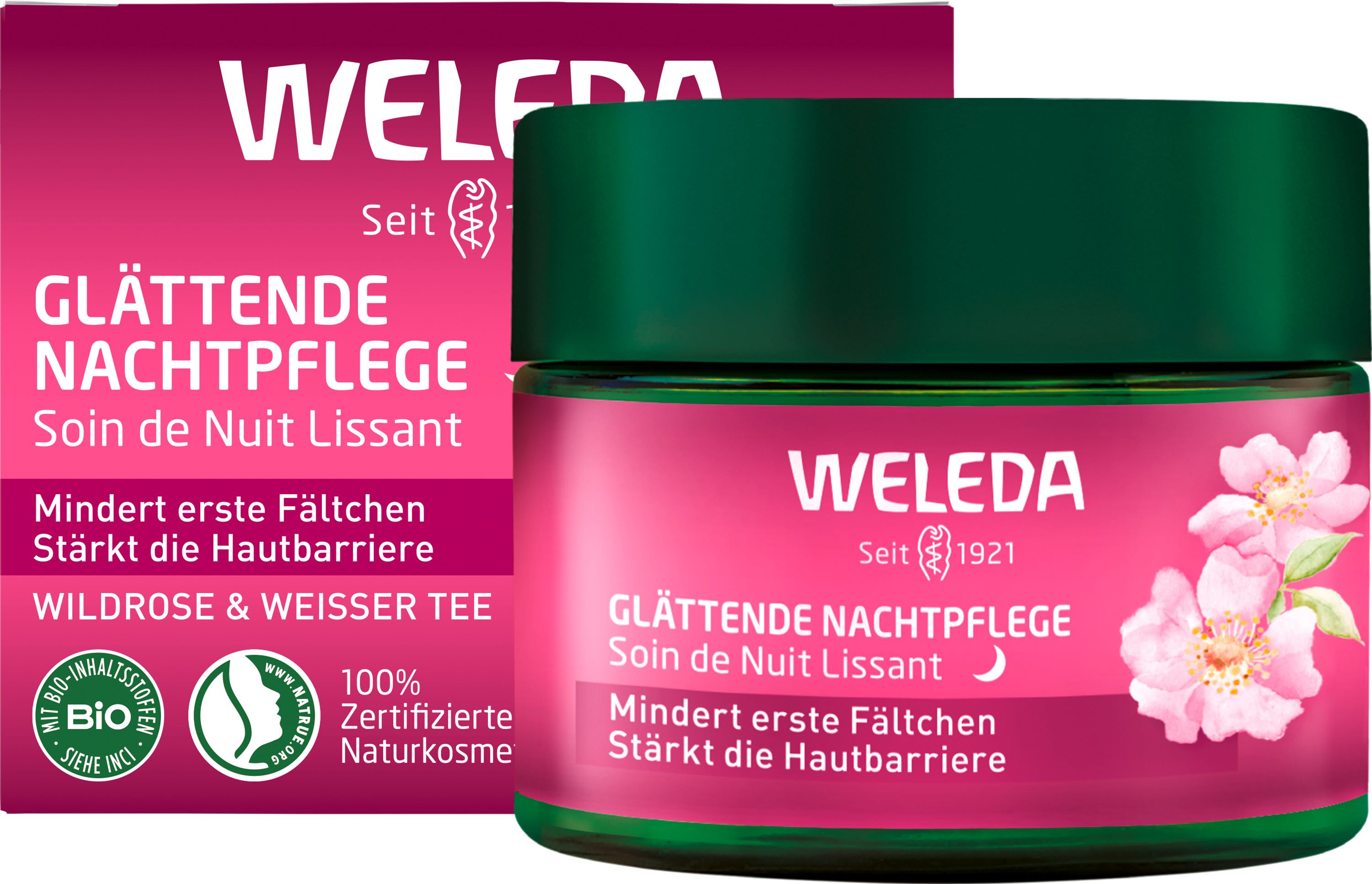 Weleda Nachtpflege<br>40 ml, Topf, glättend Wildrose & weisser Tee