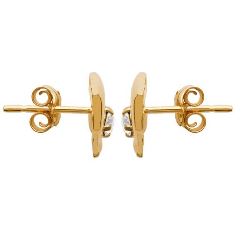 Boucles d'oreilles dauphin cristal blanc Plaqué OR 750 3 microns