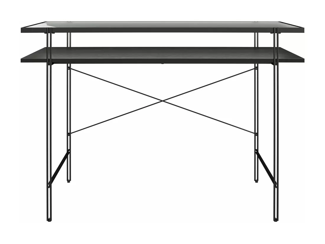 Wainwright | Bureau d'ordinateur en verre transparent et cadre en métal noir
