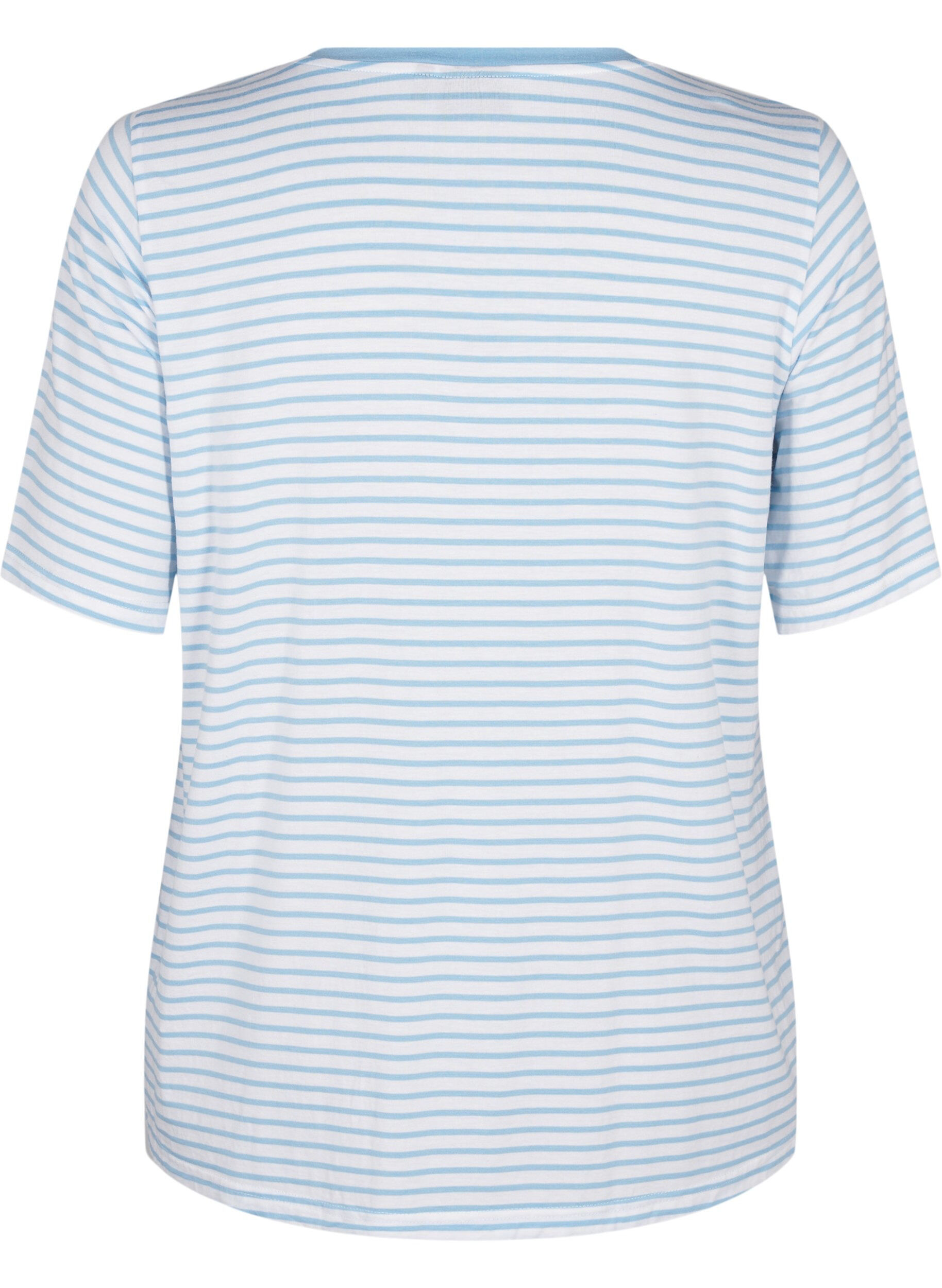 Stribet t-shirt i lyocell med rund hals