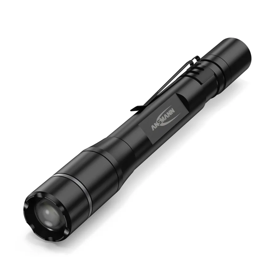 (14.7cm) Aluminium Akku Taschenlampe Stiftleuchte Outdoor Heimwerker Licht mit 3 Leucht Modi (1600-0695) - Schwarz