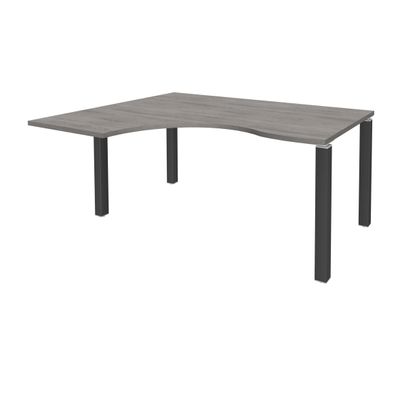 Bureau compact EXPRIM - L180 cm - Retour gauche - Plateau imitation Chêne gris - Pieds carbone (Pieds de renfort obligatoire à rajouter - non inclus)